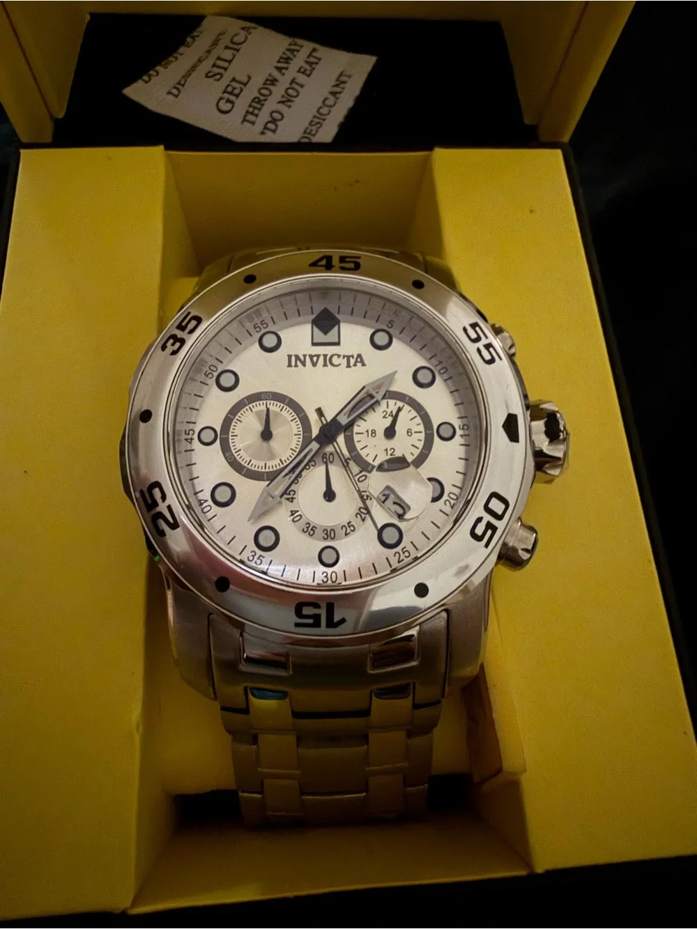 Invicta Silver Stainless Steel Bracelet Watch with Clasp Emblem
